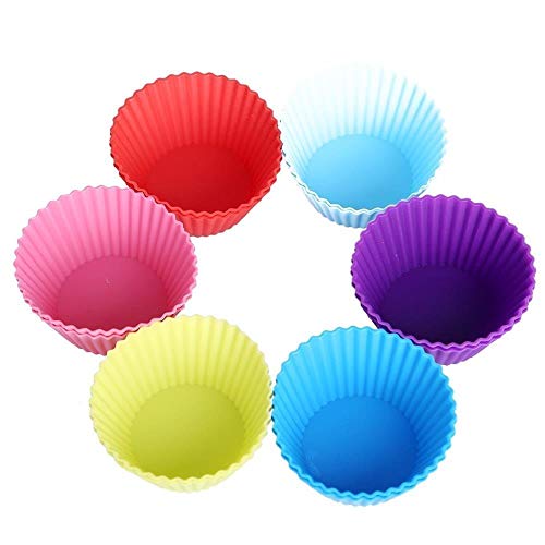 MAPPERZ Reusable & Washable Silicone Round Moulds Baking Cup Set for Muffins, Cupcake, Jelly Cake – (Microwave Oven and OTG Baking Mould, Multicolor)