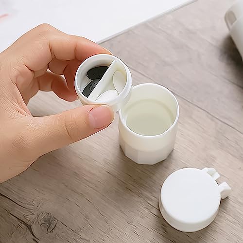MAPPERZ Medicine Pill Crusher Container, Cutter and Grinder Splitter, Crushes Pills, Vitamins, Stainless Steel Blade, Drinking Cup, Multifunction 4 in 1 Portable Round Tablet Pulverizer, Random Color