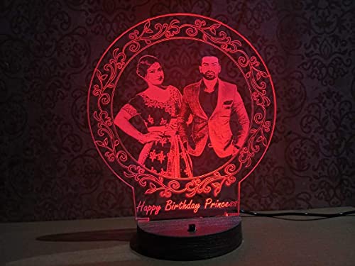 MAPPERZ Photo Frame with Light Acrylic 3D Illusion Photo Frame LED Lamp Multicoloured 16 Color Changing Customized and Personalized with Any Photo and Name (Multicolor)