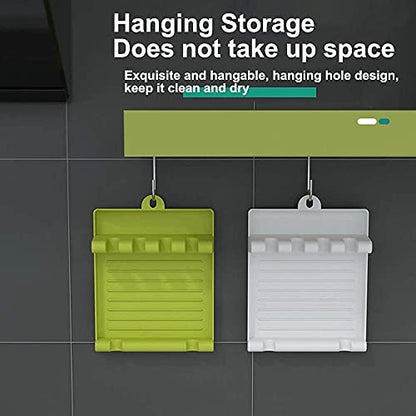 MAPPERZ Plastic Spatula Holder Storage Rack for Kitchen/ Rests Mat Stand Heat Resistant Cooking Spatula Holder Tray/ Gadget Cutlery Kitchen Rack - Green