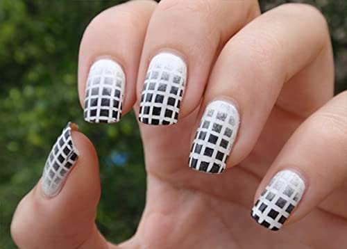 Mapperz DIY French Tip Guide Manicure Nail Art Decorations Plaid Form Fringe Sticker Stencil (Pack of 2)