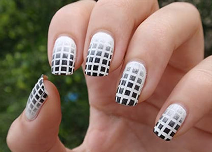 Mapperz DIY French Tip Guide Manicure Nail Art Decorations Plaid Form Fringe Sticker Stencil (Pack of 2)