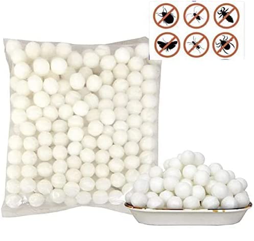 MAPPERZ Naphthalene Balls for Clothes Naphthalene Balls Anti-Moth, Anti-pests Naphthalene Balls for Bathroom, Cockroaches - White (200 gram)