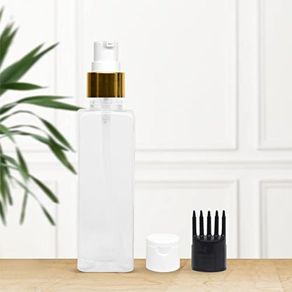 MAPPERZ 1 Rectangular Shape Bottle Durable Refillable Containers With 1 Pump Bottles Dispenser, 1 Filp Top Cap And Root Comb Applicator, For Liquids, Shampoo, Body Soap, Toner, Lotion, Cream
