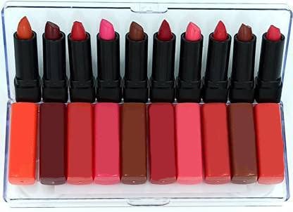 MAPPERZ Mini Matte Pocket Lipstick Combo/ Travel Friendly & Long Lasting - Set of 10 (Multicolor)