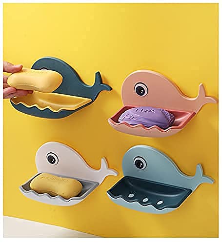MAPPERZ Soap Holder Self Adhesive Wall Mounted Soap Sponge Holder Plastic Storage Suitable for Shower, Bathroom, Kitchen Sink, Random Color, Pack of 1