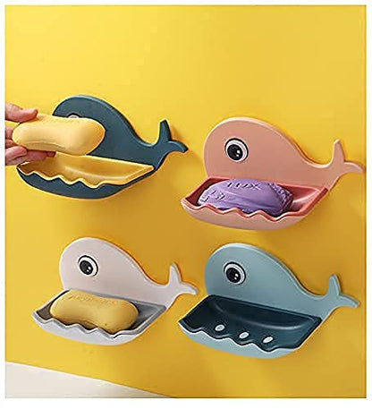 MAPPERZ Soap Holder Self Adhesive Wall Mounted Soap Sponge Holder Plastic Storage Suitable for Shower, Bathroom, Kitchen Sink, Random Color, Pack of 1