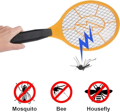 MAPPERZ Mosquito Protection Racket Bat in-Built Rechargeable Insect Killer Bat with Rechargeable Bedminton Fly Bugs Trap Bat for Home Bedroom Kitchen (Black)