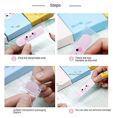 MAPPERZ Self Adhesive Non Toxic Printed Bandage | Cute Printed Cartoon Waterproof Band Emergency Bandage Kit For Kids/Children, Pack Of 20