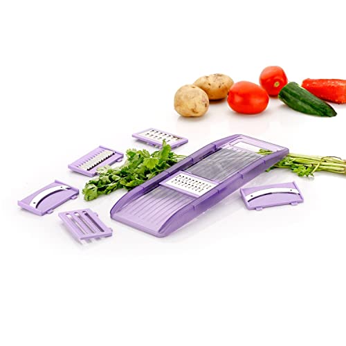 MAPPERZ Slicer for Kitchen 6 in 1 Vegetable Slicer Multi Blade Removable Slicer Vegetable Cutter Foldable Food Cheese Potato Slicer Spiralizer Julienne Shredder Handheld Kitchen Gadget, Pack of 1