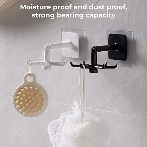 MAPPERZ Adhesive Stronger Plastic Wall Hangers 360 Degree Folding Hooks for Hanging Robe, Coat, Bags, Lights, Calendars,Towel, Keys, Oil-Proof Heavy-Duty for Bathroom Kitchen