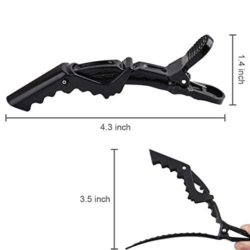 MAPPERZ Professional Hair Styling Clips Sectioning Crocodile Hair Clips Plastic Hair Grip Clips Cutting Clamps Styling Sectioning Clips (Black)