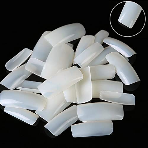MAPPERZ 100 Fake False White Artificial Fingernail Nails Acrylic Tips Manicure Full Cover Nail Decorations for Women Girls, With Big Nail Glue For Acrylic Nails, Combo Of 100 Pc Nails & Nail Glue