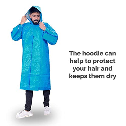 MAPPERZ Unisex Waterproof Long PVC Raincoat with Hood Bike Rain Suit Rain Jacket Suit, Multicolor, Free Size