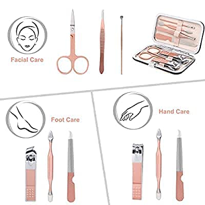 MAPPERZ Professional Manicure Kit/Stainless Steel Grooming Set With Leather Case (7 In 1)