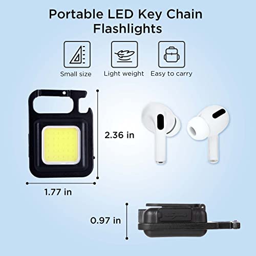 MAPPERZ LED COB Key Chain Flashlight Portable Pocket Light with Folding Bracket Bottle Opener for Camping Walking