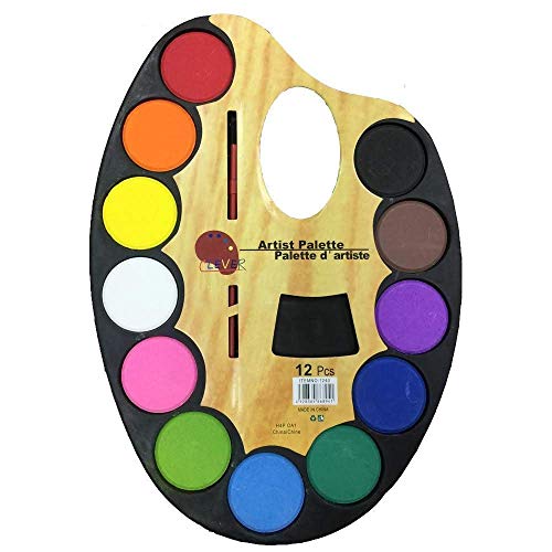 MAPPERZ Artistic Palette with Water Color and Artist Paint Brush 12 Sets Multicolor Palette for Creative Expression