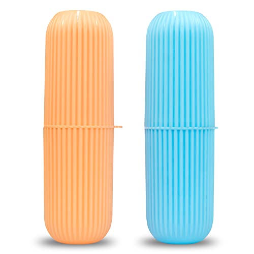 MAPPERZ Capsule Shape Travel Accessories Holder/Toothbrush Toothpaste Case Holder Portable Toothbrush Storage Plastic Toothbrush Holder - Multicolor (2)