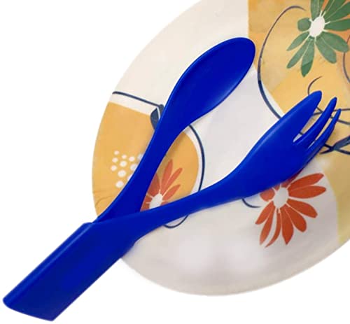MAPPERZ 4 in 1 Compact Cutlery Set for Kids, School Bag, Picnic, Spoon, Fork, Knife and Tongs - Multicolor (Pack of 1)