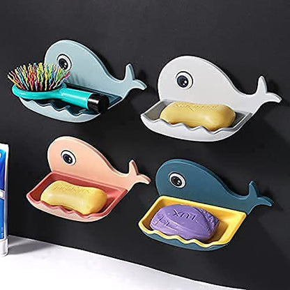 MAPPERZ Soap Holder Self Adhesive Wall Mounted Soap Sponge Holder Plastic Storage Suitable for Shower, Bathroom, Kitchen Sink, Random Color, Pack of 1