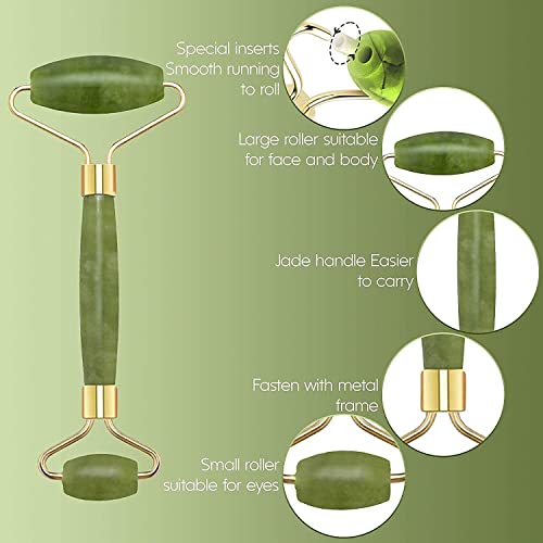 Mapperz Natural Facial Jade Roller Massager Double Sided Face Rolling Massage Stone Beauty Tool for Face Neck Toning