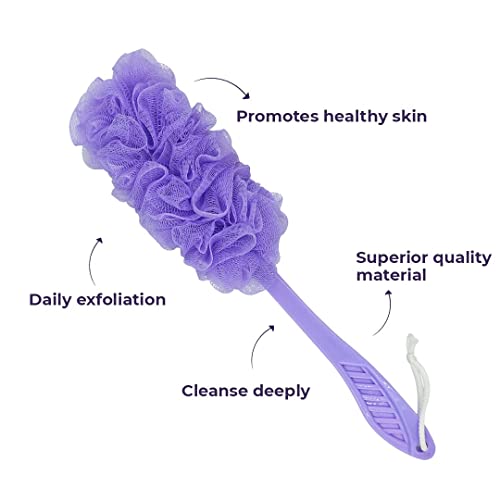 MAPPERZ Loofah Long Handle Bath Body Brush/Loofah On a Stick for Men Women Body WashSoft Nylon Mesh Sponge for Shower - Pack of 1