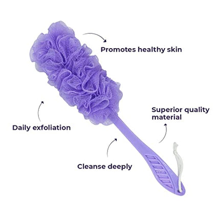 MAPPERZ Loofah Long Handle Bath Body Brush/Loofah On a Stick for Men Women Body WashSoft Nylon Mesh Sponge for Shower - Pack of 1