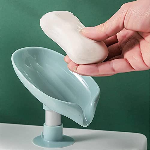 MAPPERZ Leaf-Shape Self Draining Soap Dish Holder/ Easy Clean Bar Soap Holder with Suction Cup Soap Dish Suitable for Shower/ Bathroom/ Kitchen Sink - Multicolor
