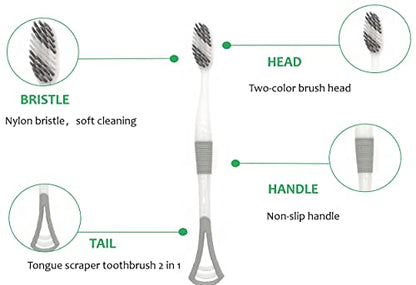 MAPPERZ 2 in 1 Soft Bristle Toothbrush and Tongue Cleaner with Storage Box for Travelling Reusable Toothbrush and Tongue Cleaner Set (8 pcs, Multicolor)