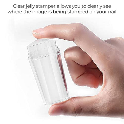 MAPPERZ Nail Art Stamper, Clear Silicone Stamping Jelly with Scraper, Transparent Visible Body, No Misplacement for DIY Nail Decor with Scrapers Nail Stamper Kit, Transparent, Pack Of 1