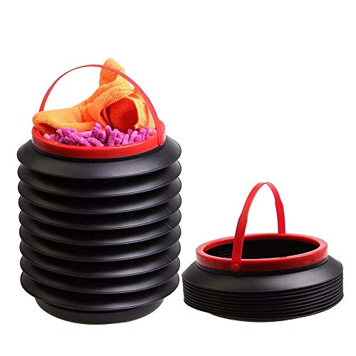 MAPPERZ Car Dustbin Trash Can, Foldable, Collapsible Pop Up Mini Waste Bin, Garbage Organizer with Hanging Strap for Car, Van, SUV, Truck, Home, Black Color, pack of 1