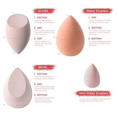 MAPPERZ Makeup Sponge Set Beauty Blender with Egg Case, Soft Sponge For Liquid Foundation, Creams, and Powders, Latex Free Wet and Dry Makeup ( 4 Big + 3 Mini-7 Pcs set, Multicolor)