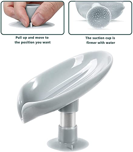 MAPPERZ Leaf-Shape Self Draining Soap Dish Holder/ Easy Clean Bar Soap Holder with Suction Cup Soap Dish Suitable for Shower/ Bathroom/ Kitchen Sink - Multicolor