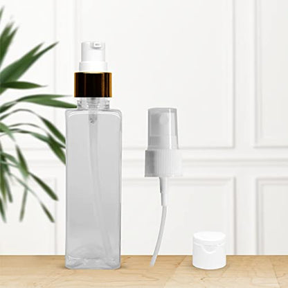 MAPPERZ 1 Rectangular Shape Bottle Durable Refillable Containers With 1 Pump Bottles Dispenser, 1 Spray Atomizer And 1 Filp Top Cap, For Perfume, Liquids, Shampoo, Body Soap, Lotion, Cream