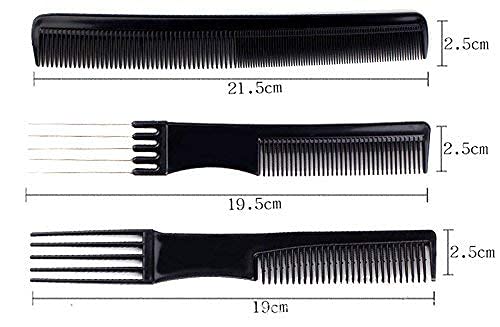 MAPPERZ Multipurpose Professional Hair Comb Set/ Kangi Set Hair brush for Hair Cutting and Styling - Pack of 10 (Black)