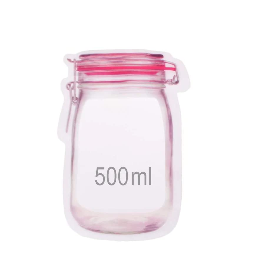 MAPPERZ 1 Pc Mason Jar Bottles Bags/Jar Pouch for Food Storage Bag Jar Pouch for Fridge Ziplock Bags/Reusable Airtight Seal Storage Bags Leakproof Food Saver Bags for Picnic - 500 ML
