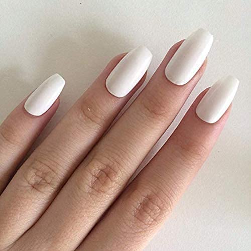 MAPPERZ Artificial White Nails Set With Glue/ Reusable Fake Nails Set/ False Nails - 100 Pcs