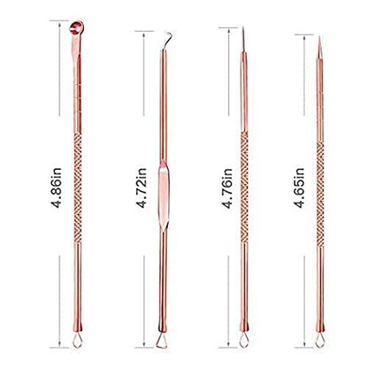 MAPPERZ Blackhead Acne Removal Needle Kit 4 Pcs Cleaning Tool Blemish Pimple Comedone for Women and Men Blackhead, Blemish, Whitehead Popping, Zit Removing for Risk Free Nose Face Skin with Case -PC1