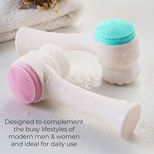 MAPPERZ Manual Facial Cleansing Brush, 2-in-1 Skin Care face Brush, Silicone Facial Scrubber Manual Dual Face Wash Brush for Deep Pore Exfoliation Massaging, Random Color, Pack Of 1