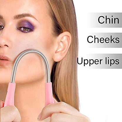 MAPPERZ Women's Face Hair Removal Spring Epilator Face Threading Natural Beauty Tool Stick/Upper Lip Cheek Chin Moustache Sideburns Neck Beauty Tool (Pack 2)