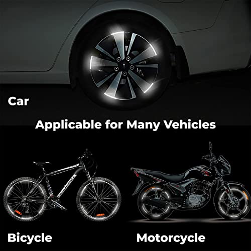 MAPPERZ 20pcs 3D Reflective Wheel Tire Rim Stripe Sticker for Car Motorcycle Cycling Bike Bicycle Night Safety Stripe Universal Anti-Scratch Reflective Rim Stickers -