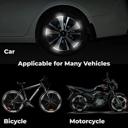 MAPPERZ 20pcs 3D Reflective Wheel Tire Rim Stripe Sticker for Car Motorcycle Cycling Bike Bicycle Night Safety Stripe Universal Anti-Scratch Reflective Rim Stickers -