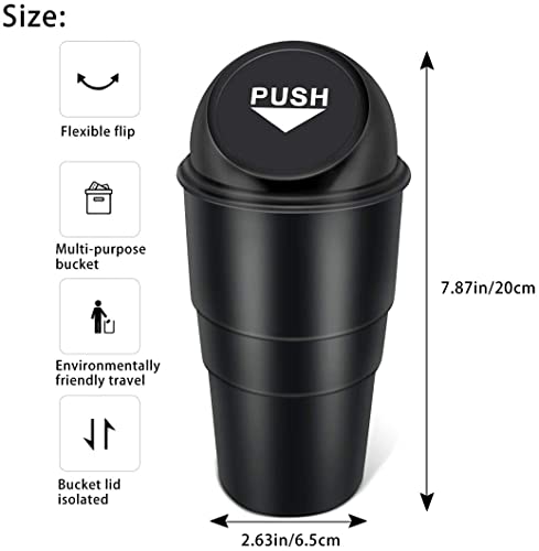 MAPPERZ Small Mini Trash Bin Car Trash Garbage Can for Car Office Home/Car dustbin Multifunctional Folding Car Dustbin Garbage Organizer Holder, Easy detachable led - Black