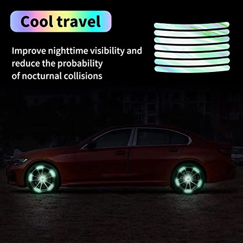 MAPPERZ 20pcs 3D Reflective Wheel Tire Rim Stripe Sticker for Car Motorcycle Cycling Bike Bicycle Night Safety Stripe Universal Anti-Scratch Reflective Rim Stickers -