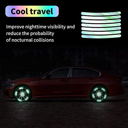 MAPPERZ 20pcs 3D Reflective Wheel Tire Rim Stripe Sticker for Car Motorcycle Cycling Bike Bicycle Night Safety Stripe Universal Anti-Scratch Reflective Rim Stickers -