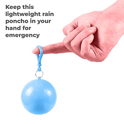 MAPPERZ Unisex Disposable Emergency Ball Raincoat Poncho with Hook, Blue, Free Size