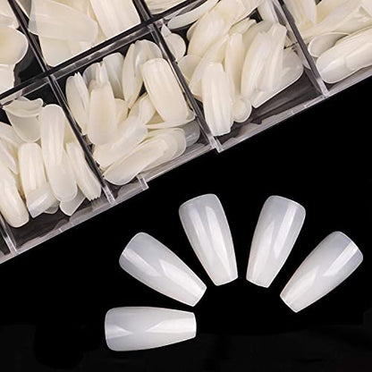 MAPPERZ Reusable Artificial Nails ( Squoval), Set of Natural 100Pcs Fake Nails (10 Sizes) with False Nails Glue (3gm)