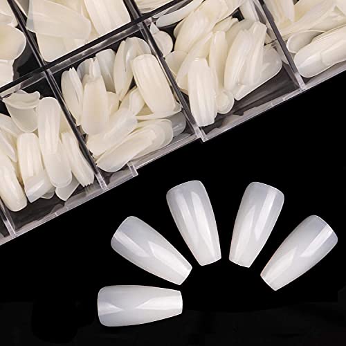 MAPPERZ Reusable Artificial Nails ( Squoval), Set of Natural 100Pcs Fake Nails (10 Sizes) with False Nails Glue (3gm)