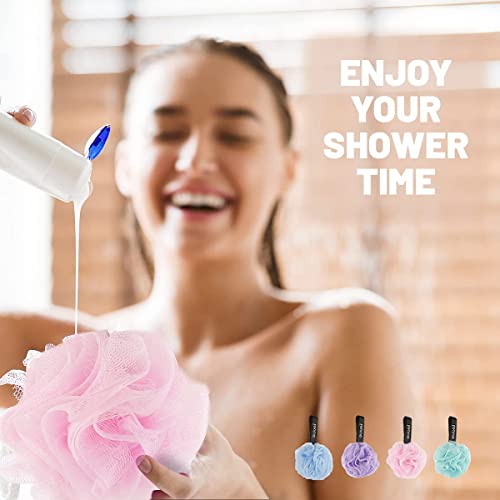 MAPPERZ Bath Shower Loofah Sponge Pouf/ Body Scrubber Exfoliator/ Round Loofah for Men and Women