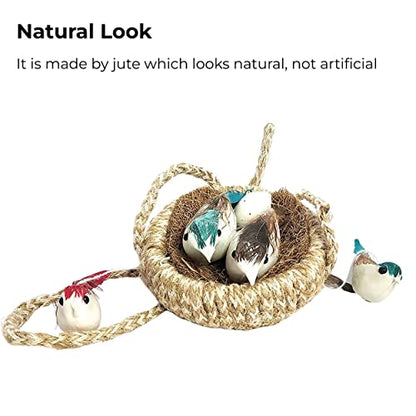 MAPPERZ Artificial PVC Mini 5 Birds with Hanging Nest for Home, Lawn, Garden, Party Decoration Accessories Pack of 1